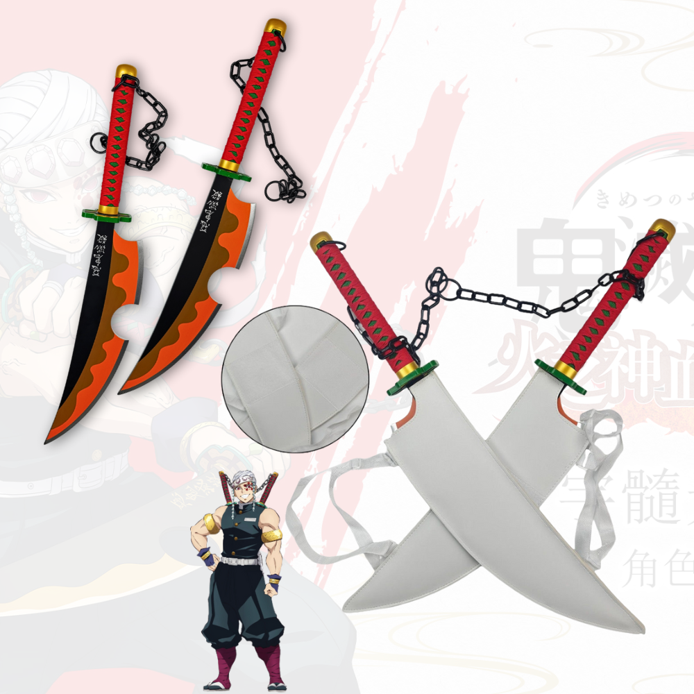 Tengen Uzui's Dual Nichirin Sword Pair (Wood)