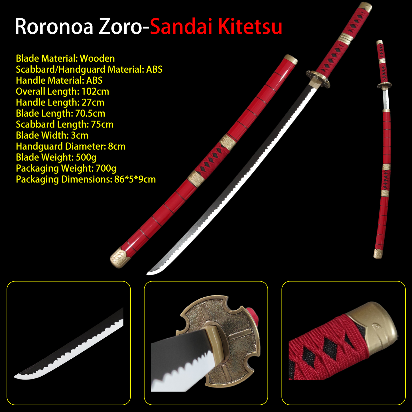 One Piece Wooden Katana Replica | Anime Cosplay Sword