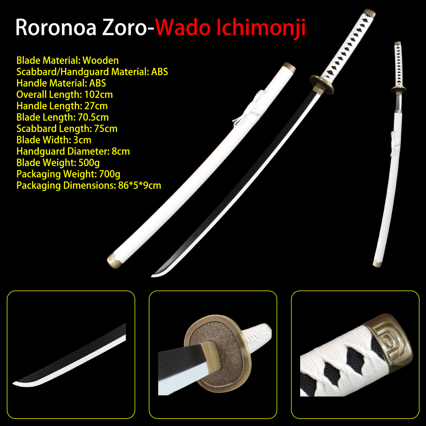 One Piece Wooden Katana Replica | Anime Cosplay Sword